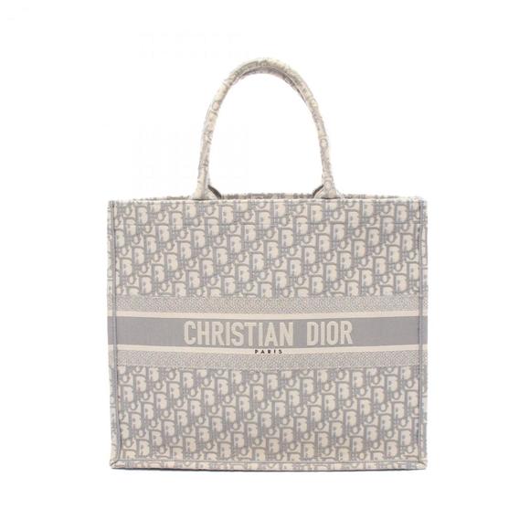 Christian Dior Dior BOOK TOTE Large Tote Bag, Canvas, Women's, Gray/White - Picture 1 of 10